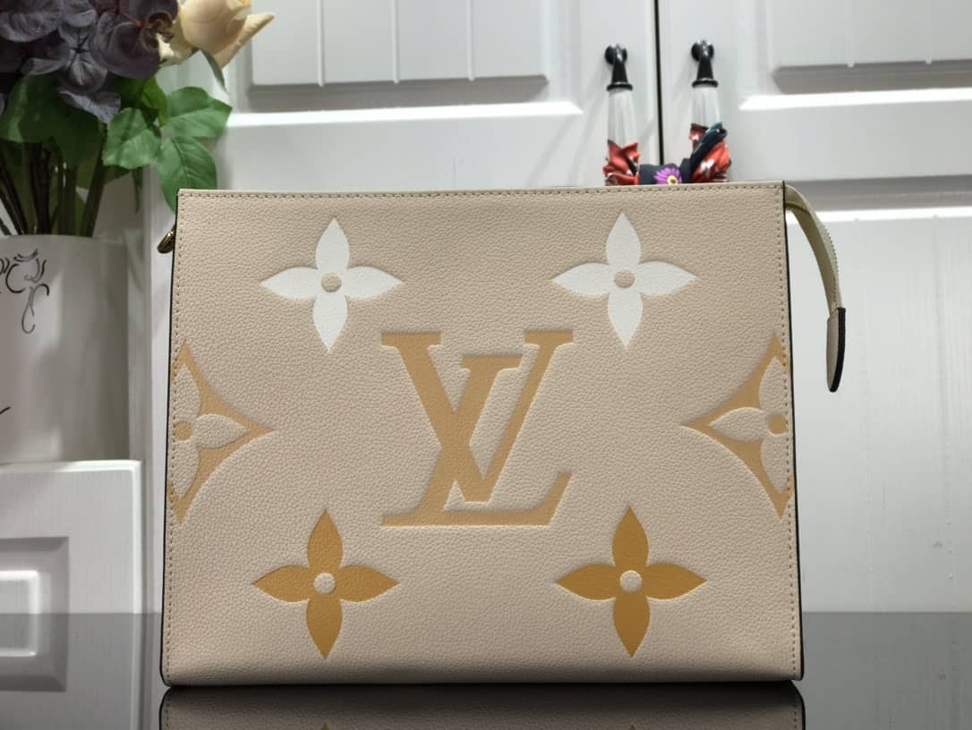 Best Replica Louis Vuitton Summer Toiletry Pouch Monogram Empreinte Replica Apricot M80504 - Colareps