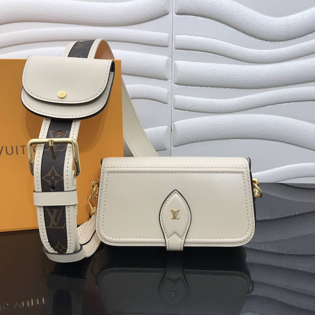 Best Replica Louis Vuitton Officier Pouch Monogram Canvas Strap Replica Bag White M69841 - Colareps