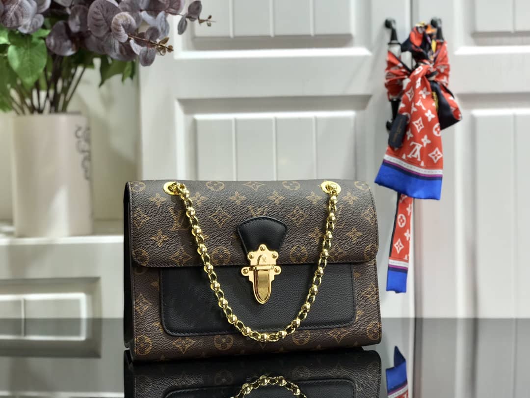 Best Replica Louis Vuitton Monogram Canvas Victoire Chain Bag Replica Black M41731 - Colareps