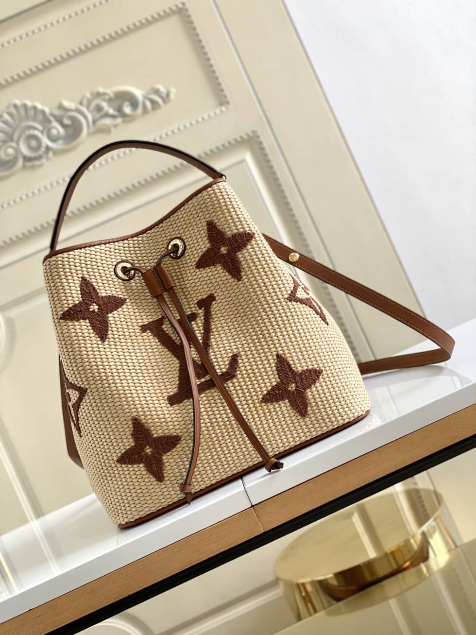 Best Replica Louis Vuitton NONO MM Apricot M57704 Replica Bucket Bag - Colareps