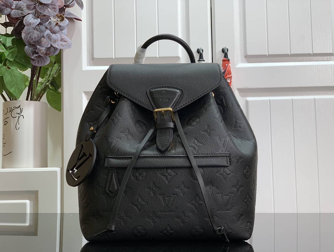 Best Replica Louis Vuitton Ann Platt Montsouris PM Noir Leather Replica Backpack Black M45205 - Colareps
