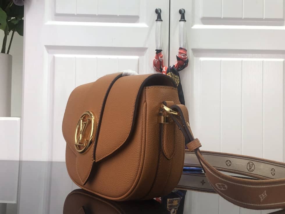 Best Replica Louis Vuitton Pont 9 Soft MM Grained Calfskin Brown M58967 Replica Crossbody Bag - Colareps