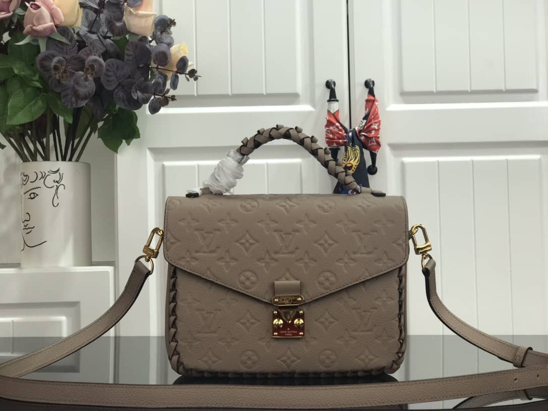 Best Replica Louis Vuitton Pochette Metis Braided Monogram Empreinte Replica Gray M43942 - Colareps
