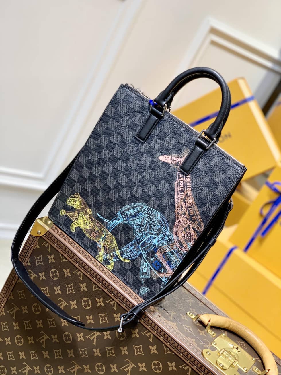 Best Replica Louis Vuitton Sac Plat Messenger Bag Black N45276 Replica Shoulder Bag - Colareps