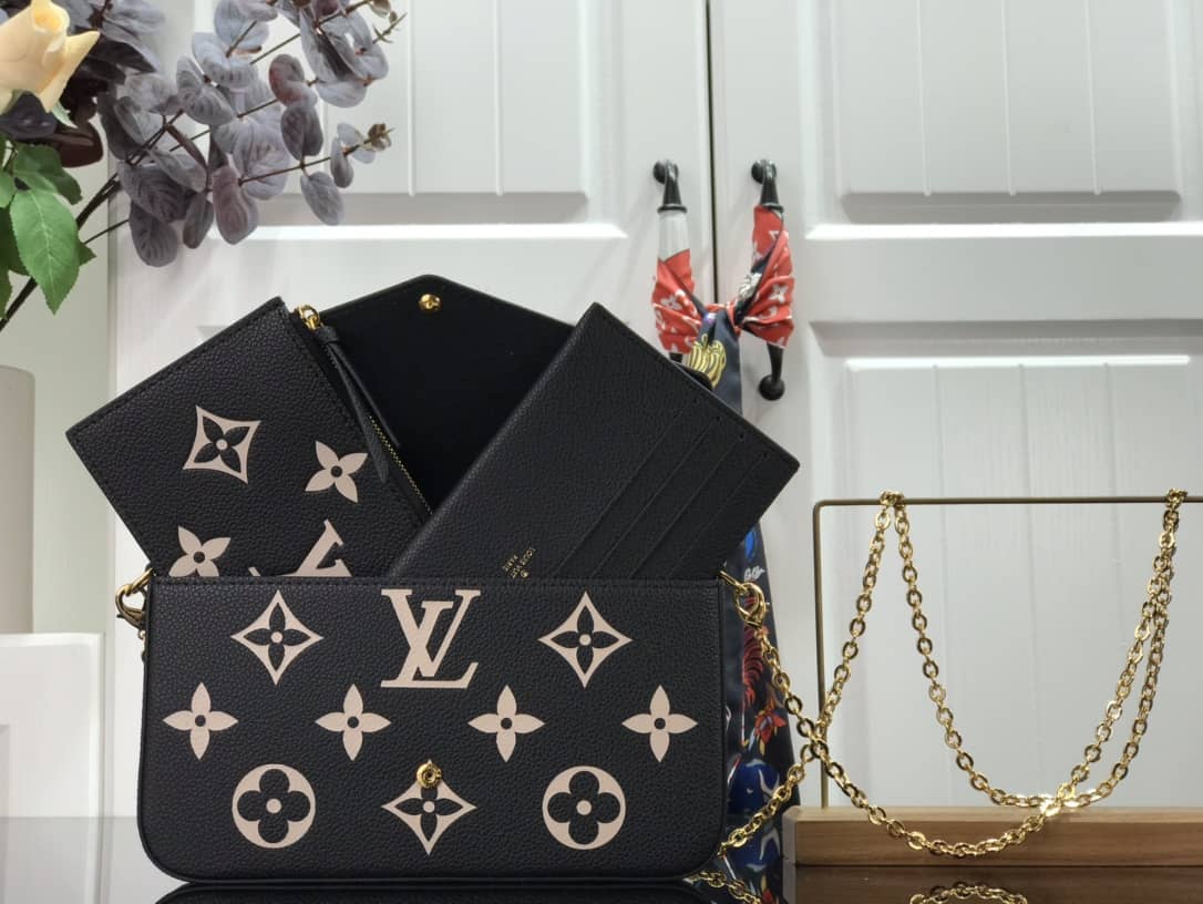 Best Replica Louis Vuitton Bicolor Monogram Empreinte Replica Pochette Felice Black M69977 - Colareps