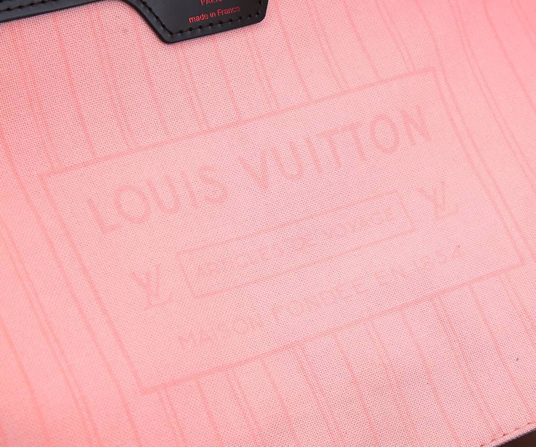 Best Replica Louis Vuitton Neverfull Dupe MM Damier Ebene Tote Replica Pink N41358 - Colareps