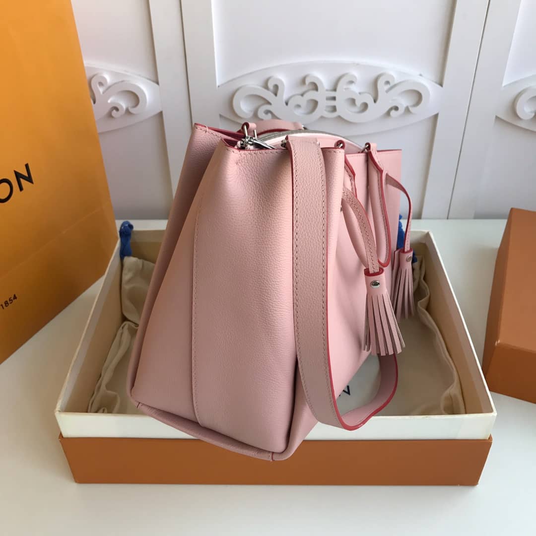 Best Replica Louis Vuitton Lockmeto Tote Leather Tote Replica Pink M54569 - Colareps