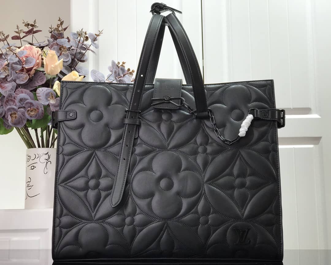 Best Replica Luxury Mens Leather Logo Chain Tote - Colareps