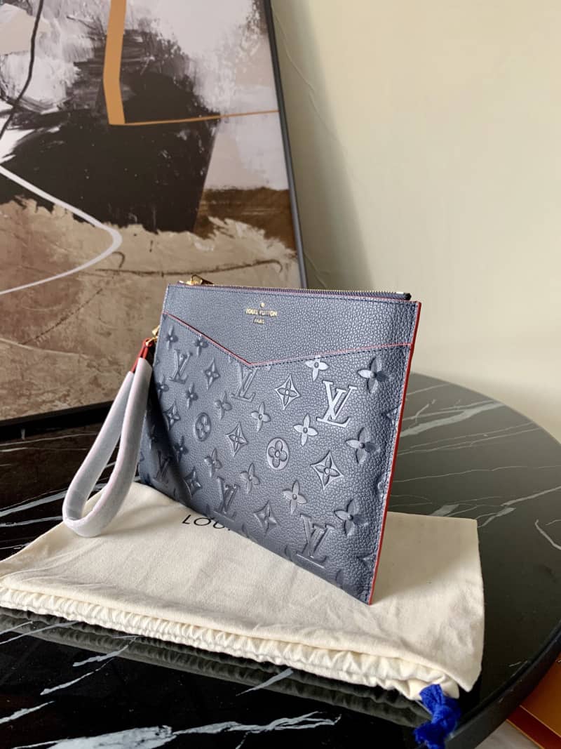 Best Replica Louis Vuitton Pochette Melanie MM Monogram Empreinte Replica Clutch Blue M68705 - Colareps