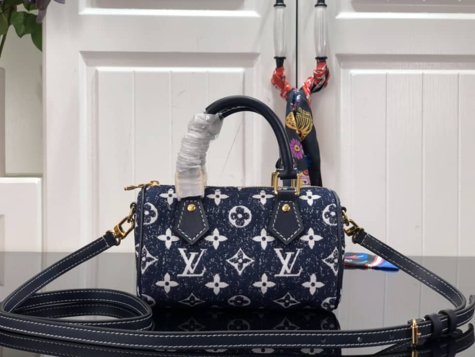 Best Replica Louis Vuitton Crossbody Dupe Nano Speedy Denim Leather M81168 - Colareps