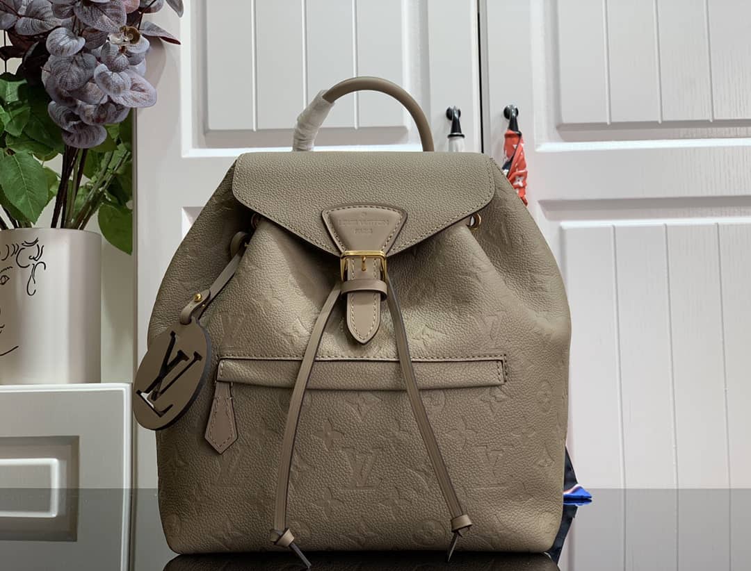 Best Replica Louis Vuitton Ann Platt Montsouris PM Noir Leather Replica Backpack Cream M45205 - Colareps
