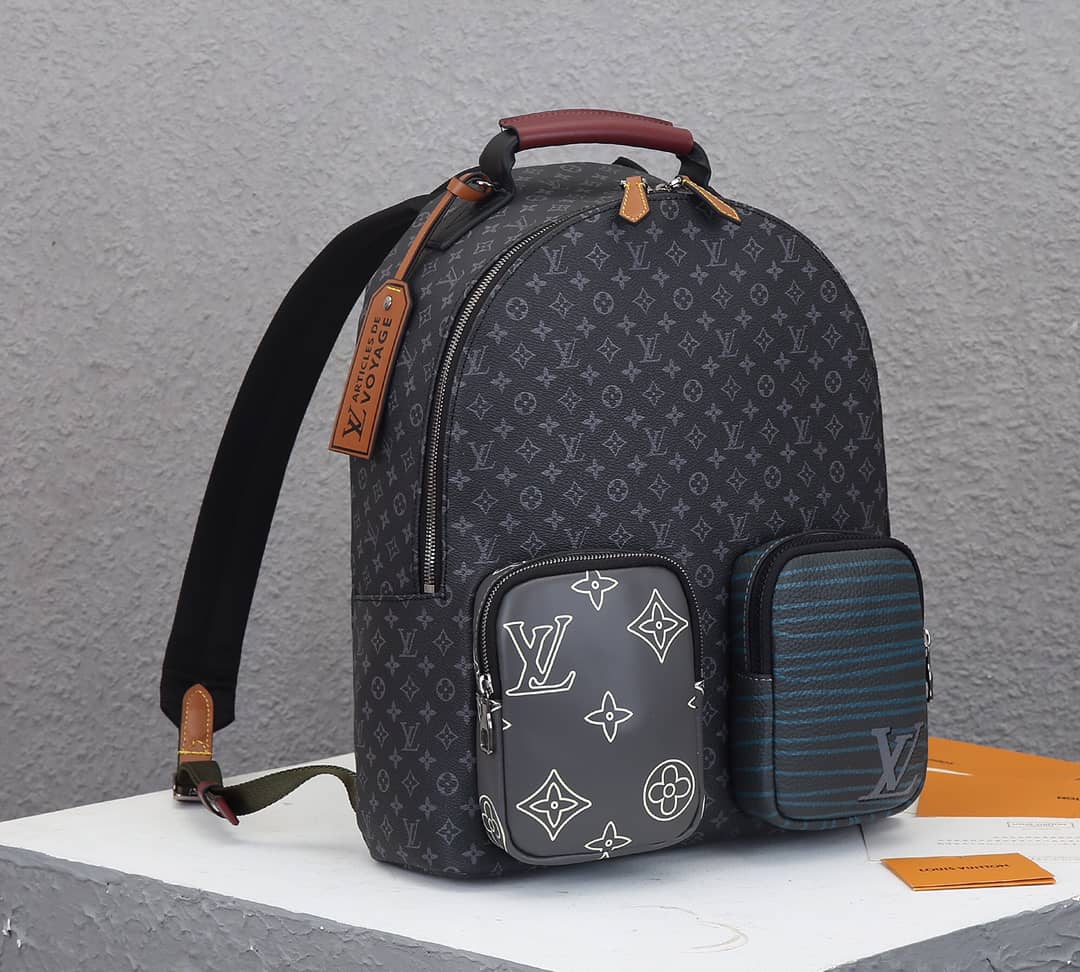 Best Replica Louis Vuitton Monogram Eclipse Multipocket Black M45455 Replica Backpack - Colareps