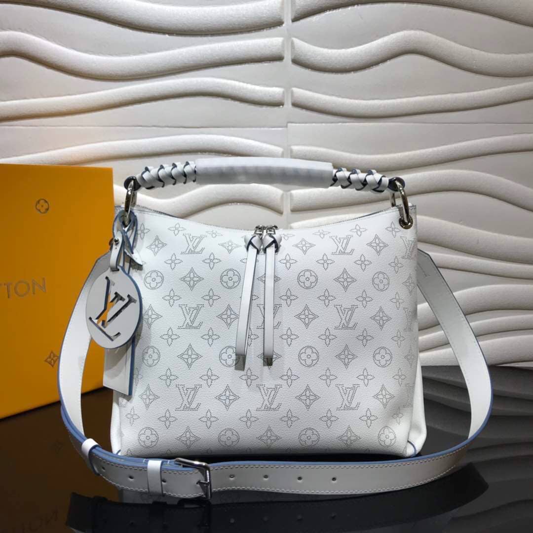 Best Replica Louis Vuitton Beaubourg Hobo MM Mahina Leather Replica White M56073 - Colareps