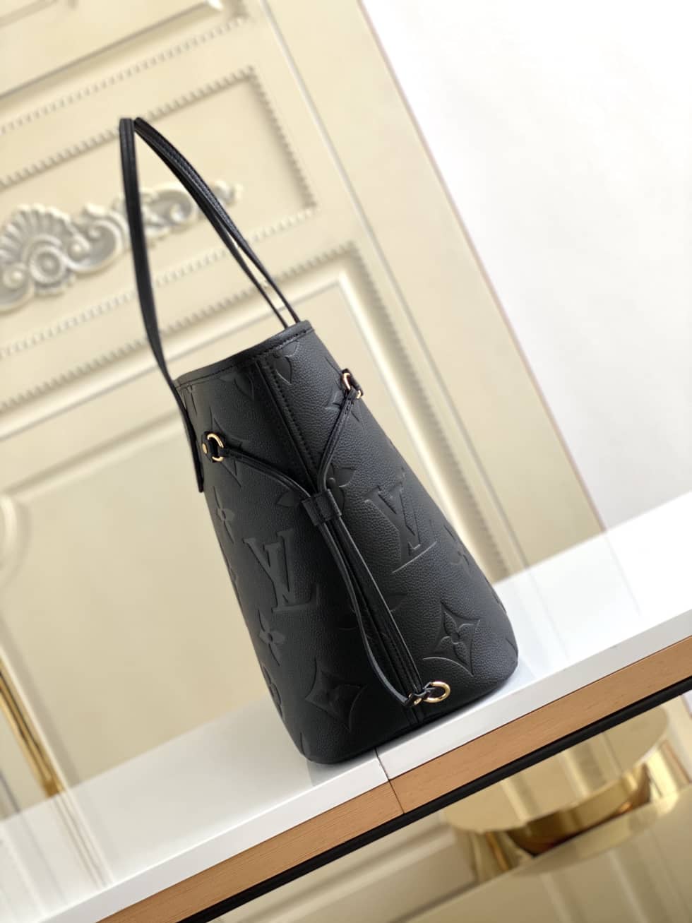 Best Replica Louis Vuitton Monogram Empreinte Neverfull MM Black M45686 Replica Tote - Colareps