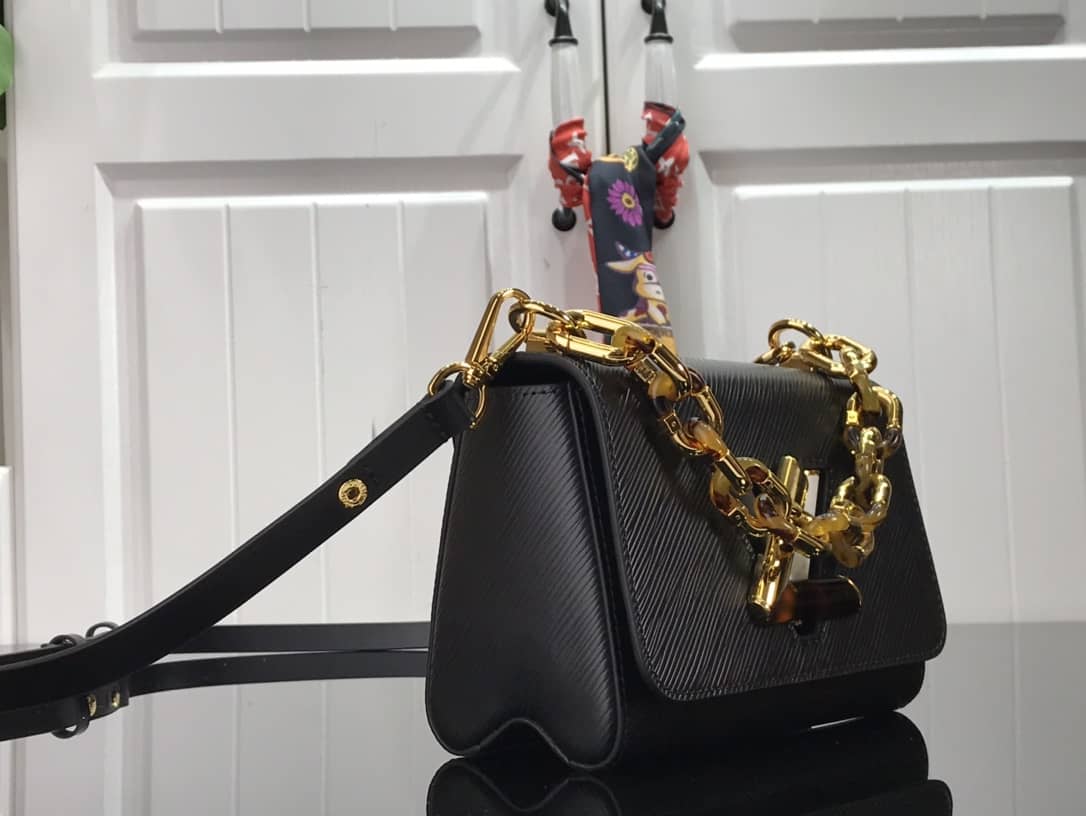 Best Replica Louis Vuitton Monogram 2Way Leather TWIST Replica Handbag Black M58526 - Colareps