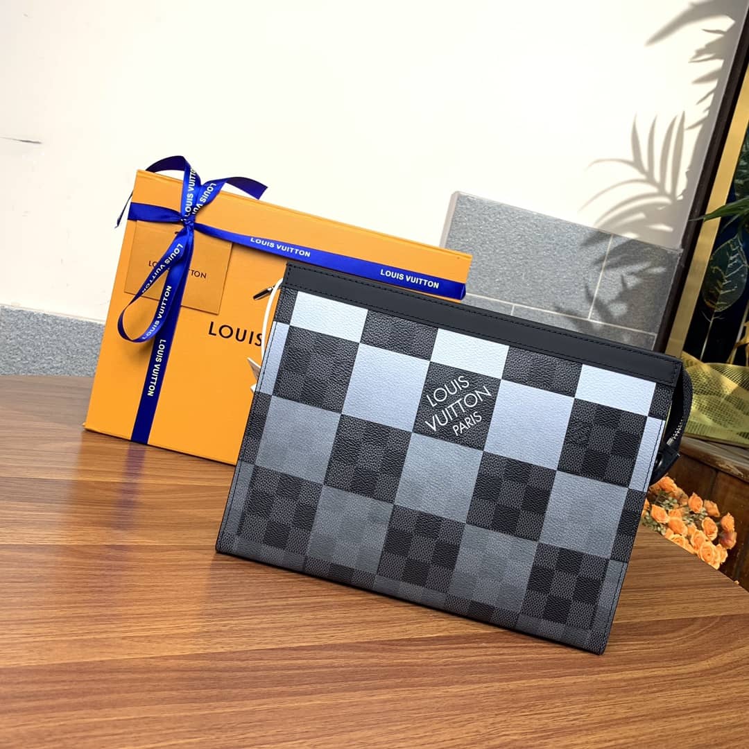 L0vis Vvtt0n Pochette Voyage MM Damier Giant Canvas Replica Orange N60412