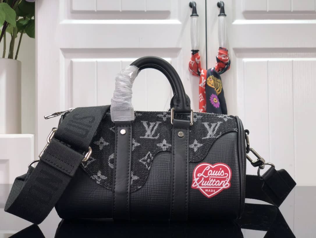 Best Replica Louis Vuitton x Nigo Keepall XS Leather Monogram Replica Bag Black M81010 - Colareps