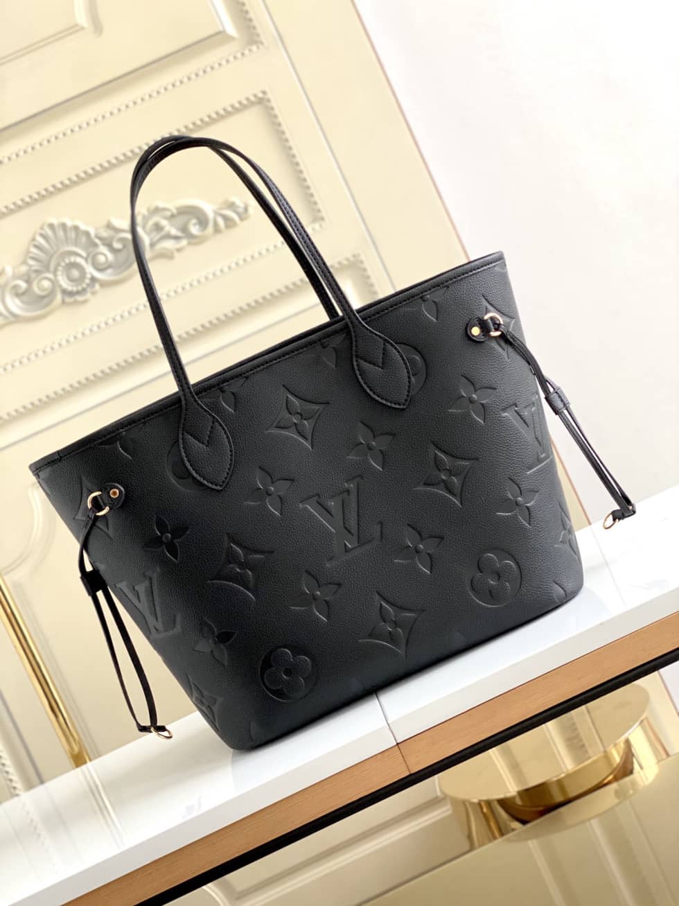 Best Replica Louis Vuitton Monogram Empreinte Neverfull MM Black M45686 Replica Tote - Colareps