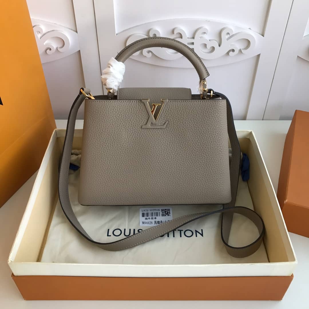 Best Replica Louis Vuitton Capucines MM Taurillon Leather Tote Replica Gray M94428 - Colareps