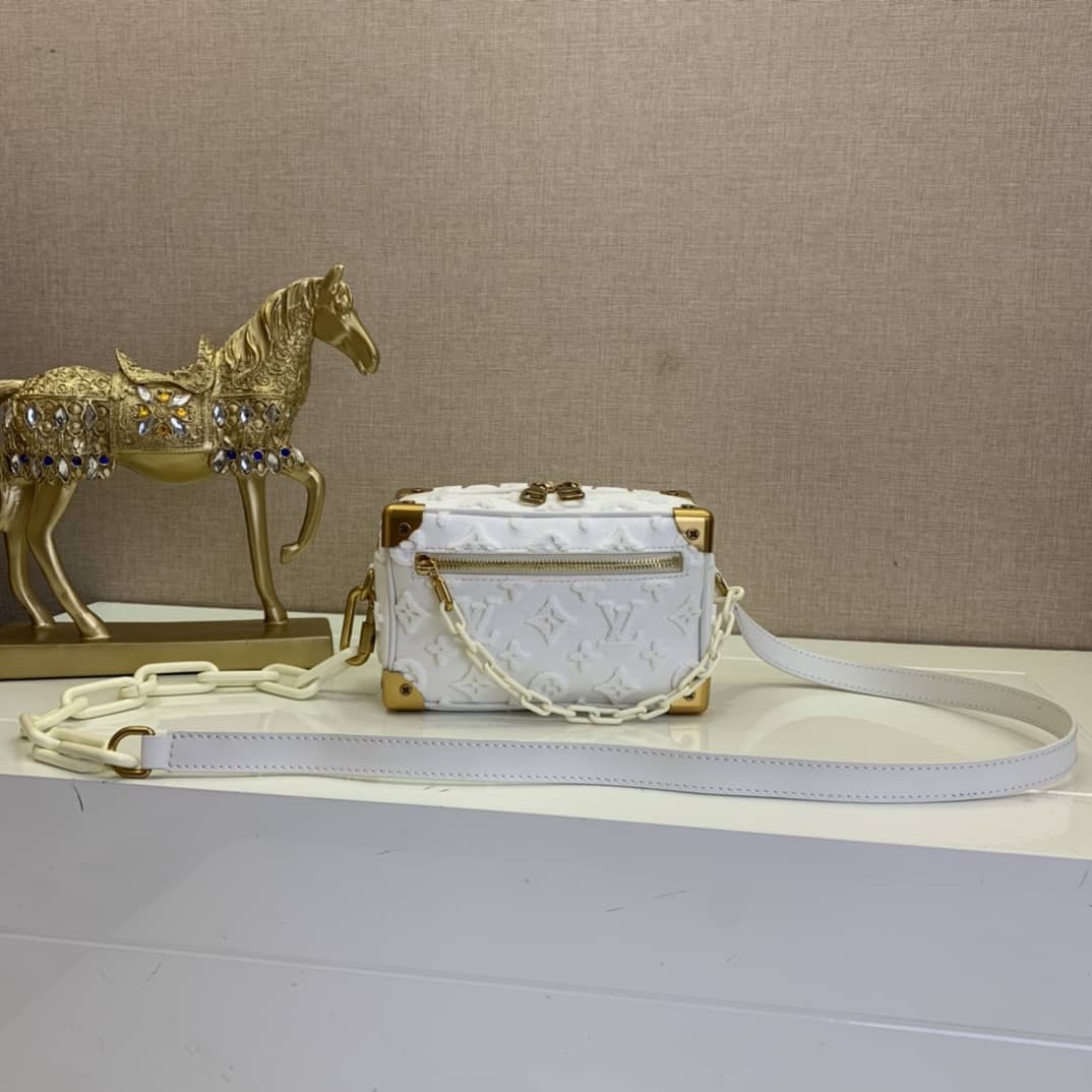 Best Replica Louis Vuitton Mini Soft Trunk Monogram Canvas Replica Bag White M68970 - Colareps