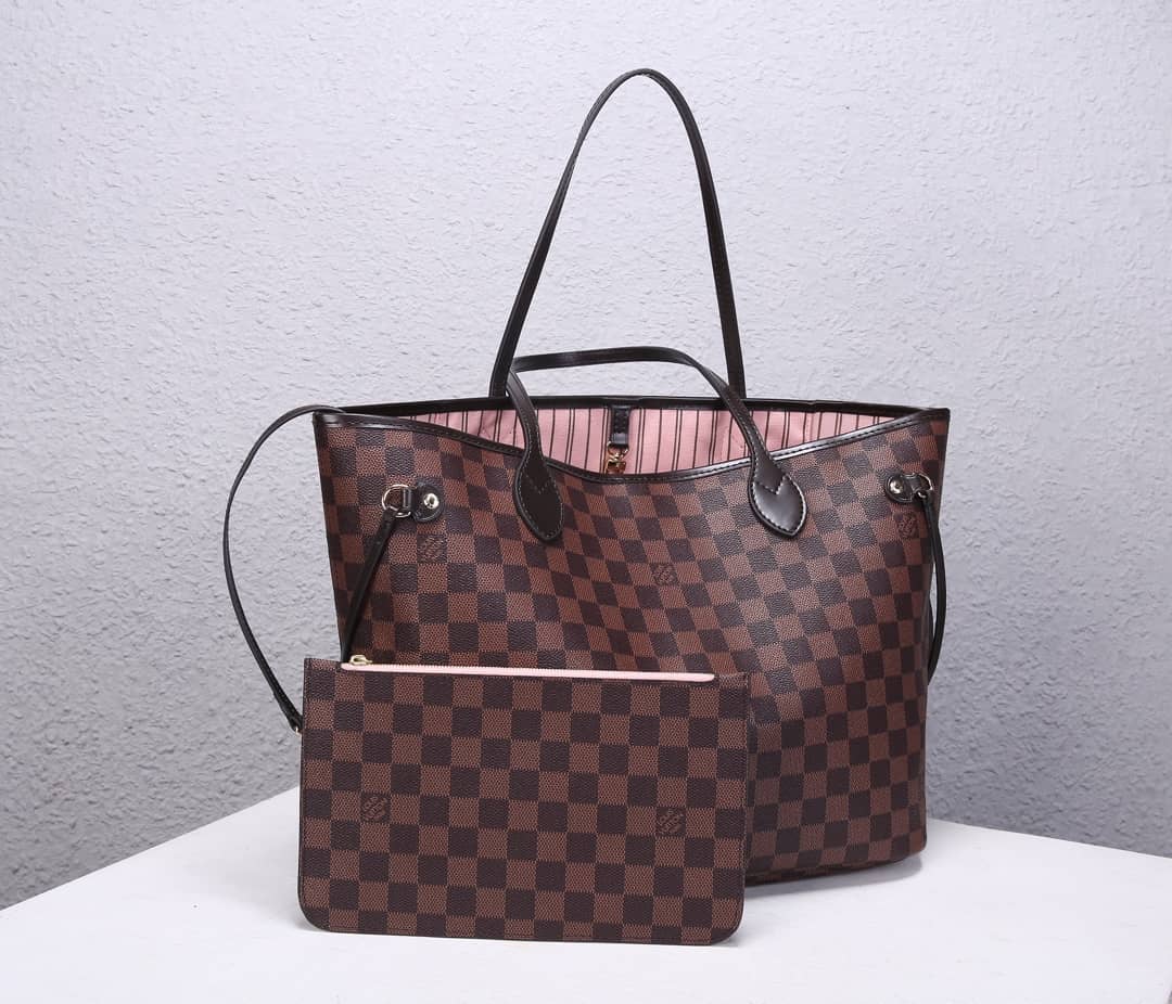 Best Replica Louis Vuitton Neverfull MM Damier Ebene Tote Replica Pink N41358 - Colareps