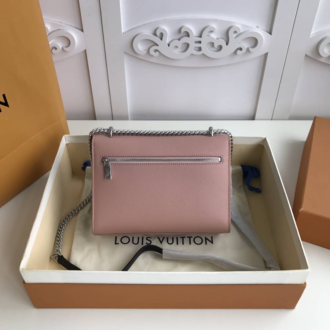 Best Replica Louis Vuitton MyLockMe BB Calf Chain Replica Shoulder Bag Pink White M51418 - Colareps