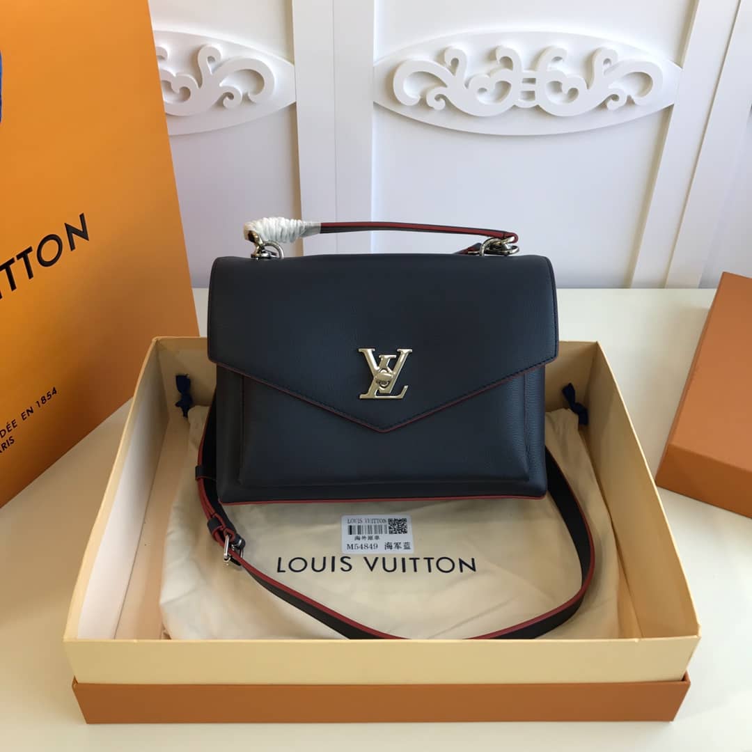 Best Replica Louis Vuitton MyLockMe 2way Leather Grain Replica Satchel Black M54849 - Colareps