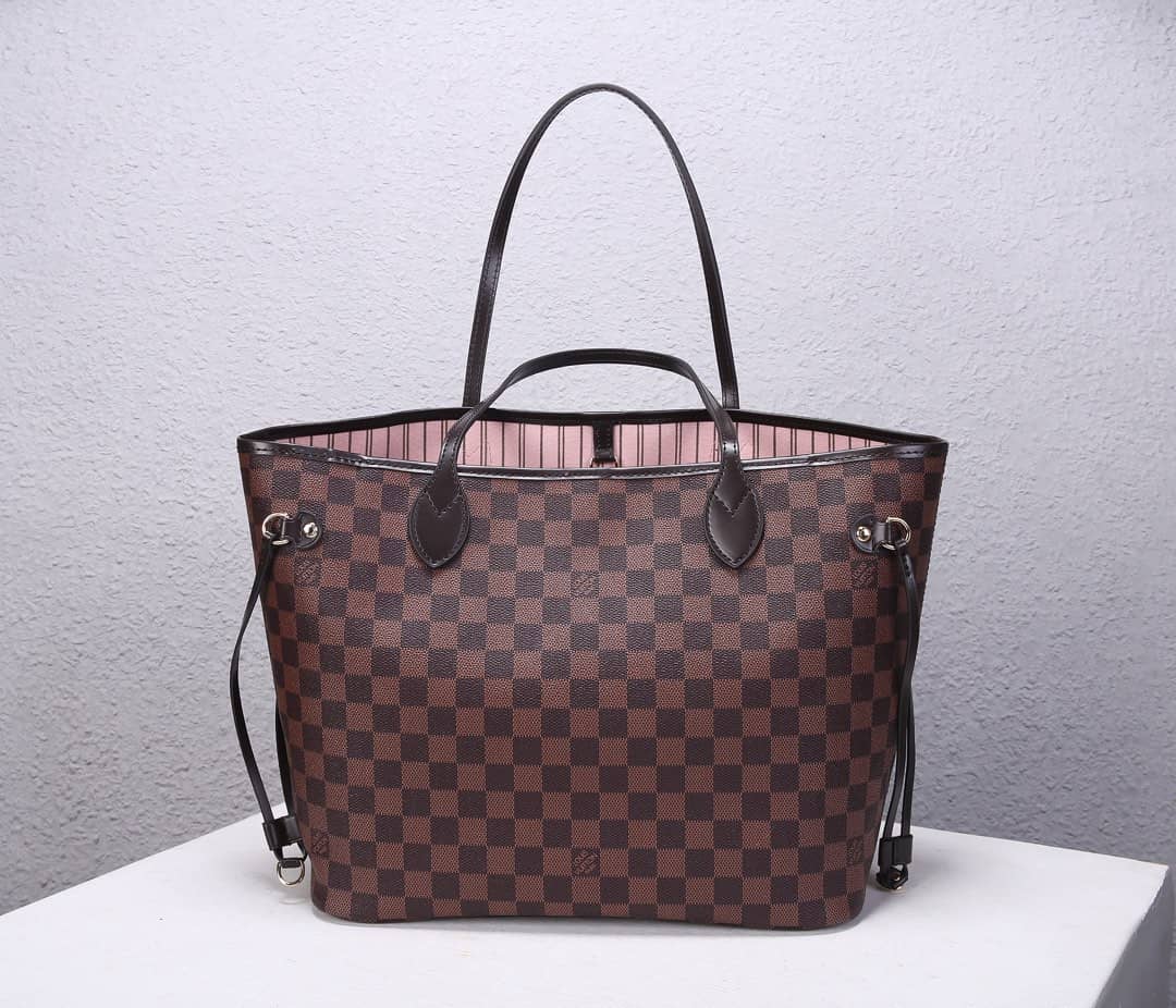 Best Replica Louis Vuitton Neverfull MM Damier Ebene Tote Replica Pink N41358 - Colareps