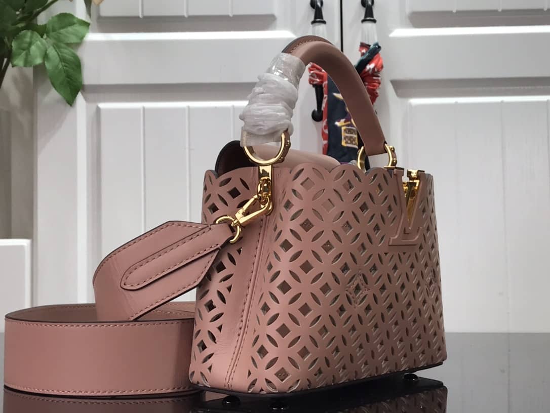 Best Replica Louis Vuitton Capucines BB Cutout Leather Bag Replica Pink M57228 - Colareps