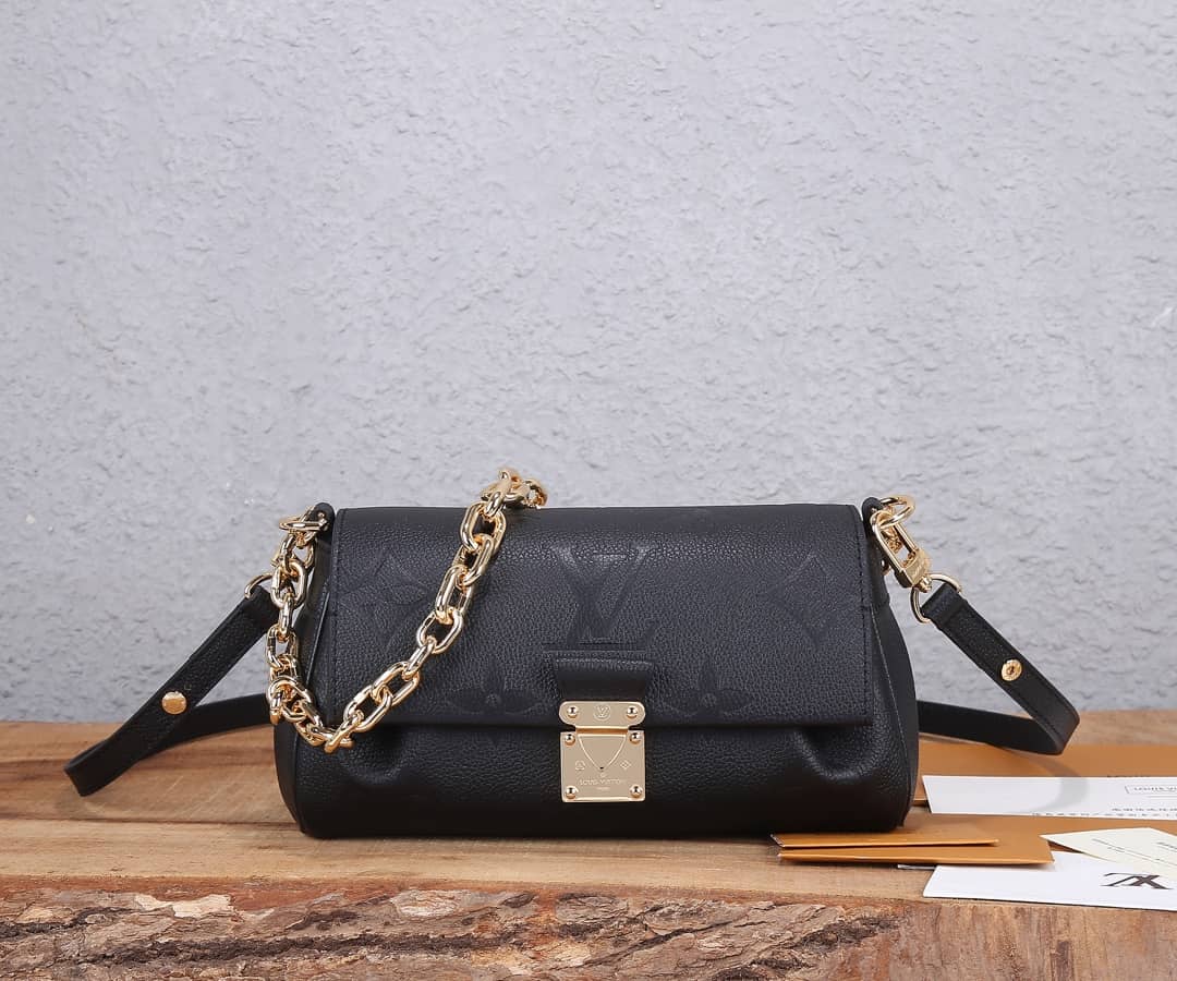 Best Replica Louis Vuitton Favorite Monogram Empreinte Leather Replica Shoulder Bag Black M45813 - Colareps