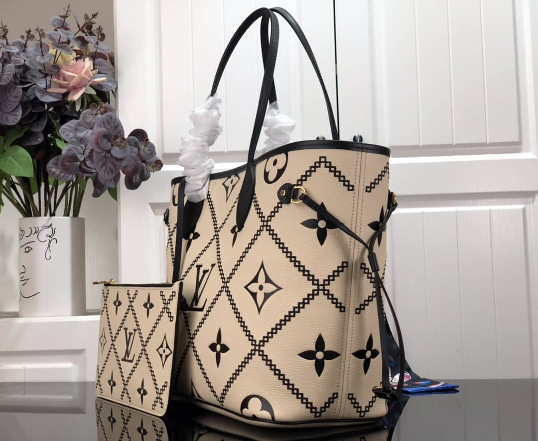 Best Replica Louis Vuitton Monogram Empreinte Neverfull Cream M46039 Replica Tote - Colareps