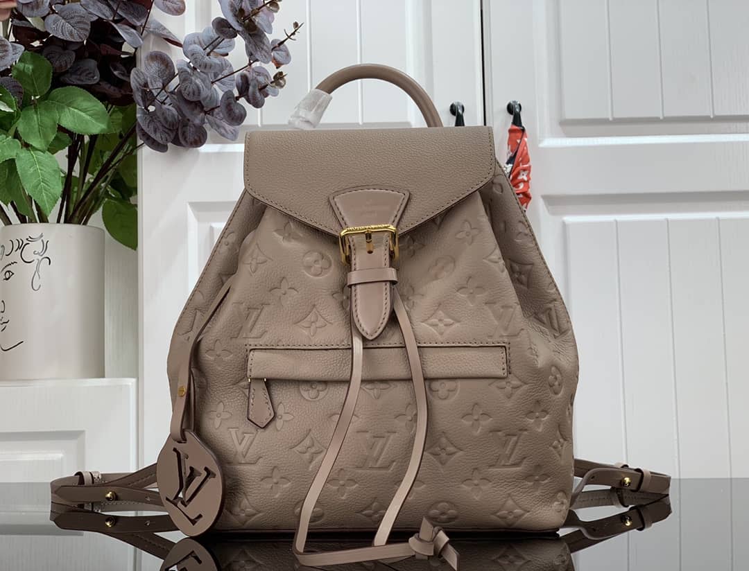Best Replica Louis Vuitton Ann Platt Montsouris PM Noir Leather Replica Backpack Beige M45205 - Colareps