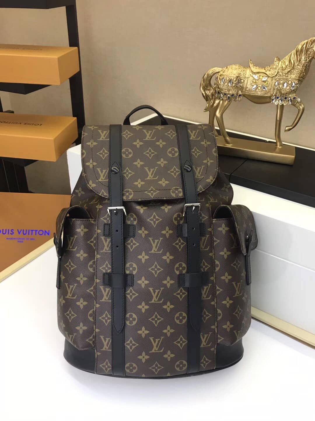 Best Replica Louis Vuitton Christopher PM Monogram Macassar Canvas Leather Replica Backpack M43735 - Colareps