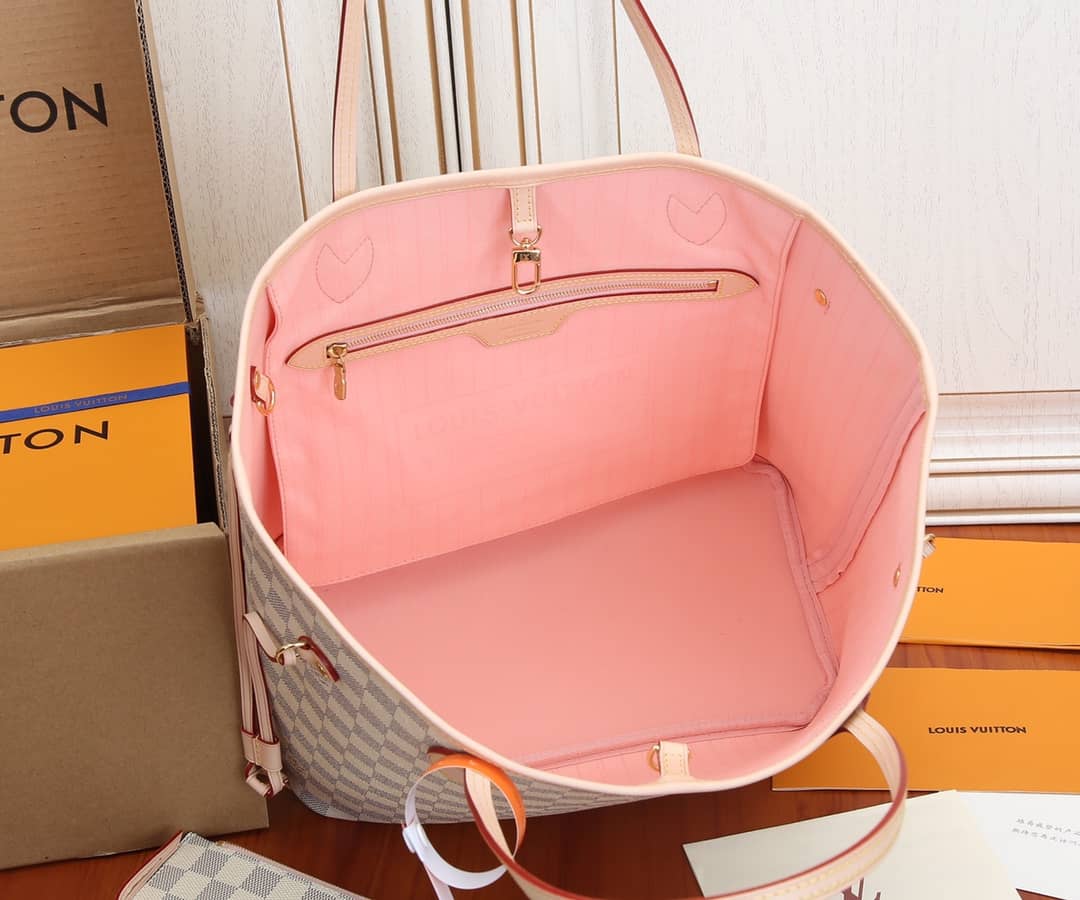 Best Replica Louis Vuitton Neverfull Dupe MM Damier Azur Tote N41361 - Colareps