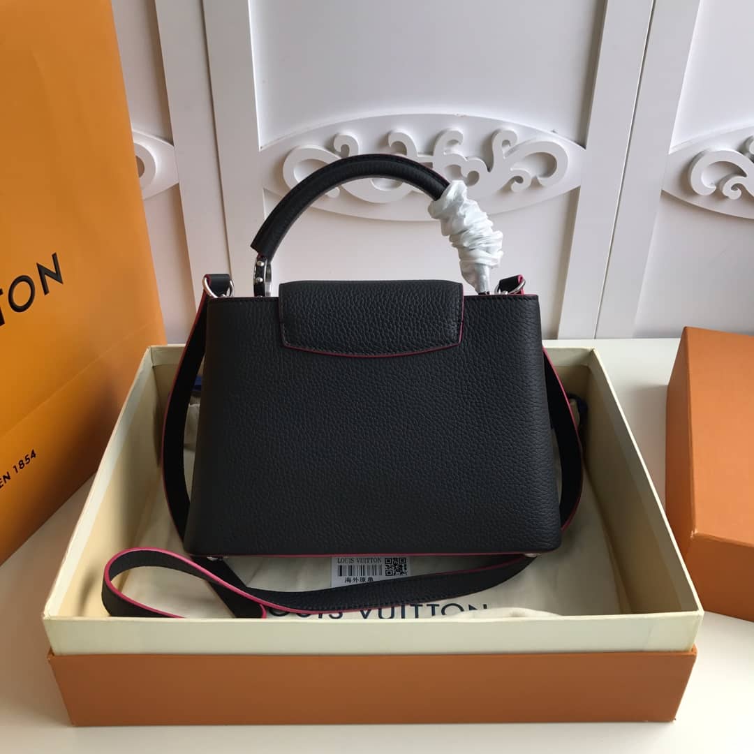 Best Replica Louis Vuitton Capucines Taurillon Leather PM Tote Replica Black M42245 - Colareps