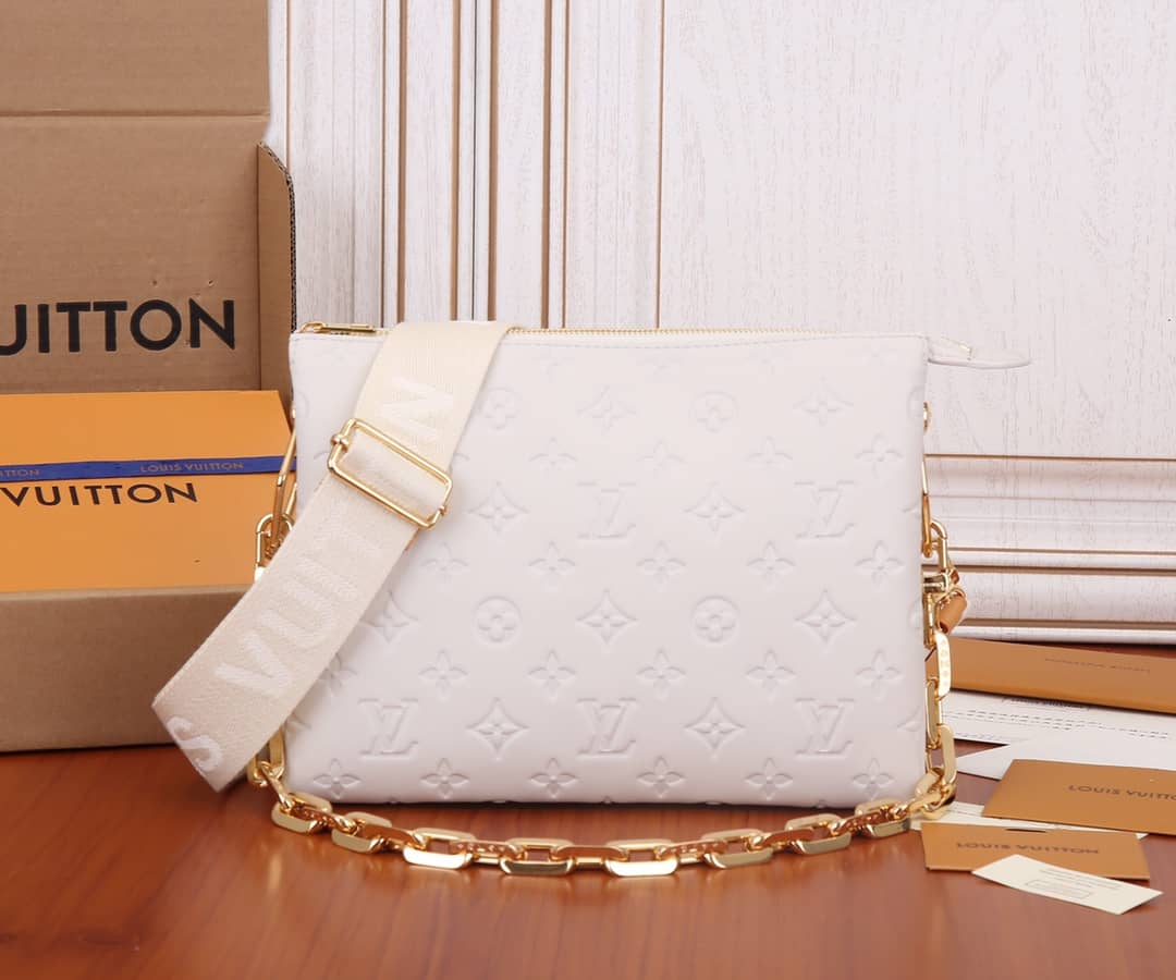 Best Replica Louis Vuitton Coussin PM Monogram Embossed Replica Crossbody Bag White M57790 - Colareps