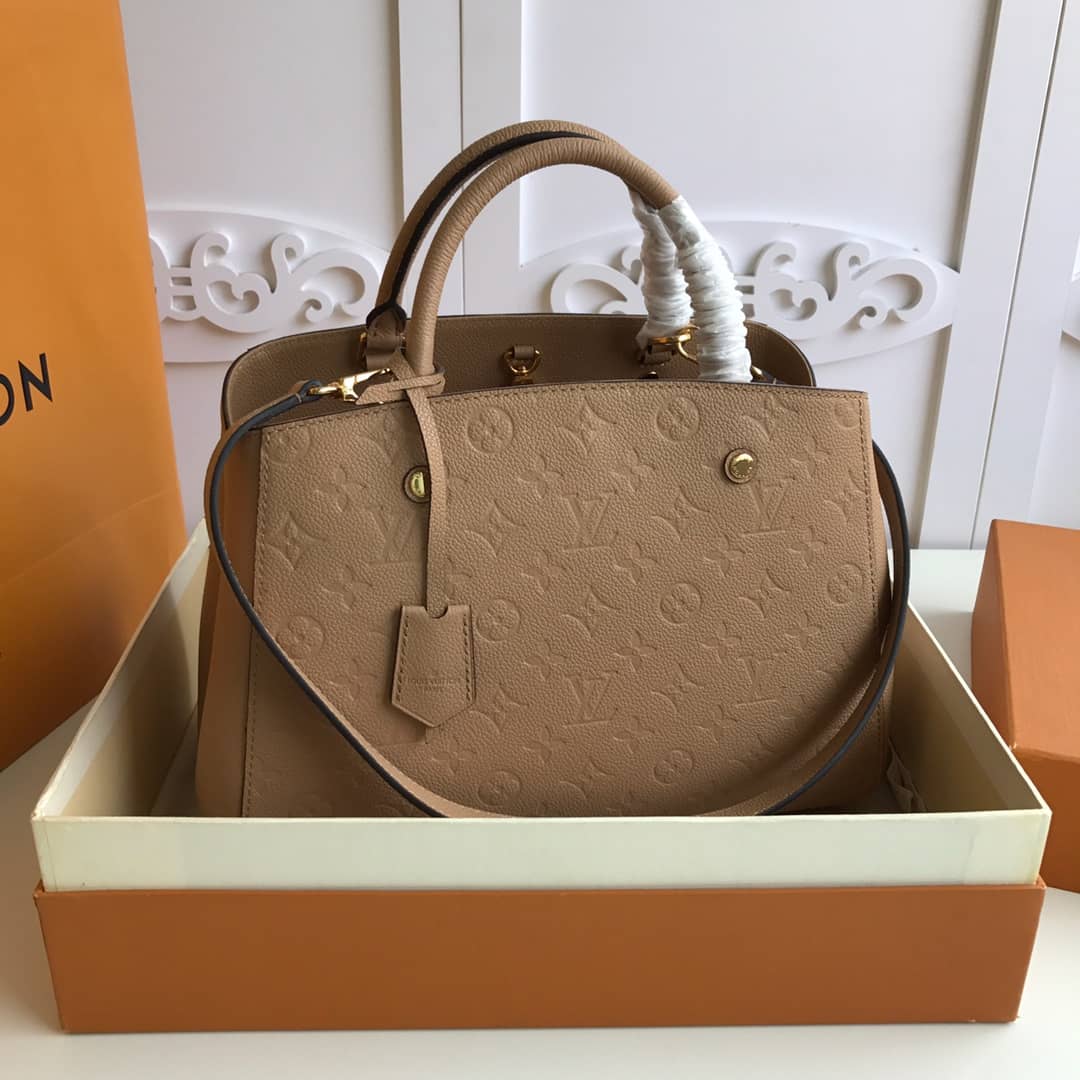 Best Replica Louis Vuitton Monogram Montaigne MM Shoulder Bag Replica Apricot M41048 - Colareps