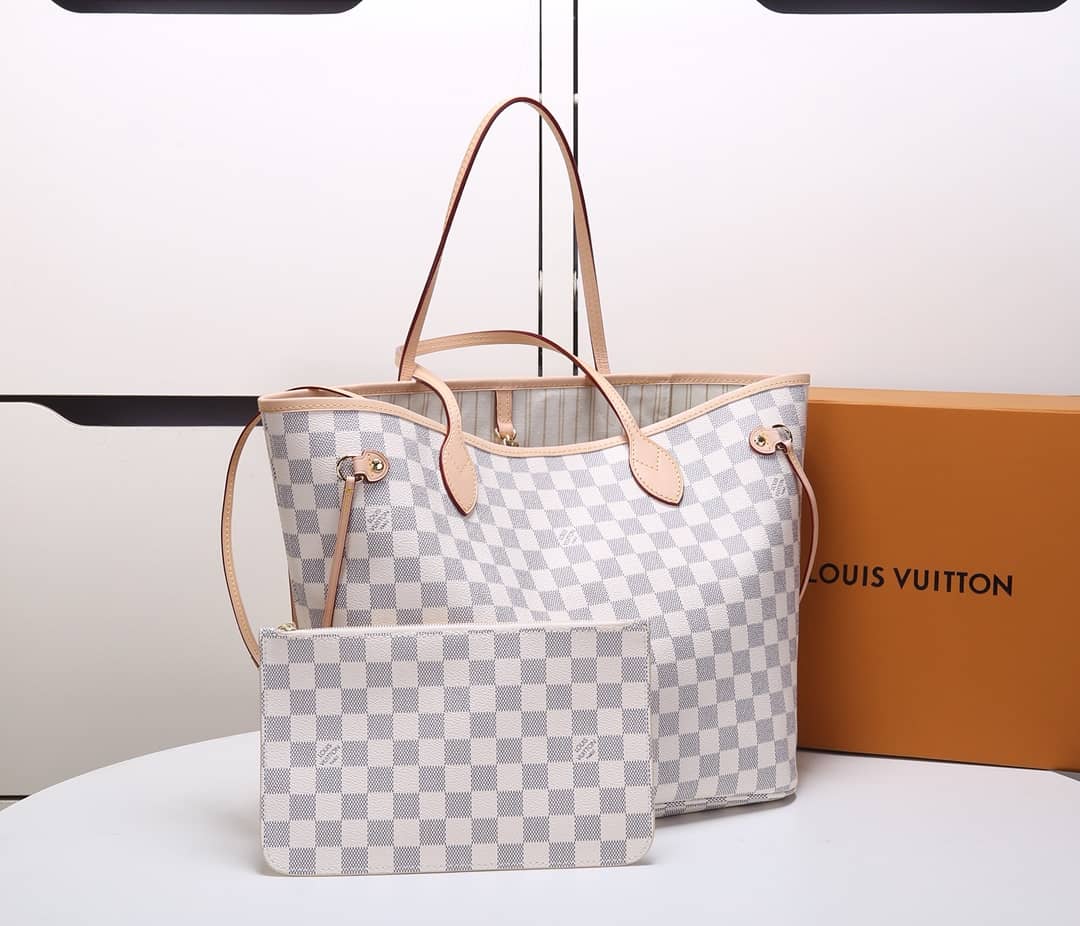 Best Replica Louis Vuitton Neverfull Dupe MM Damier Azur Tote N41361 - Colareps