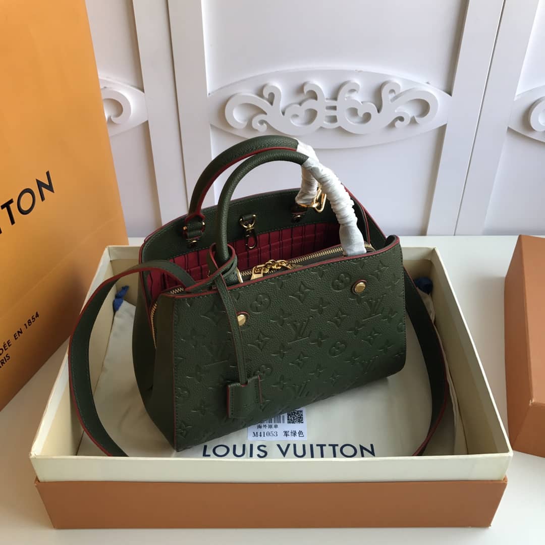 Best Replica Louis Vuitton Monogram Montaigne BB Empreinte Bag Replica Green M41053 - Colareps