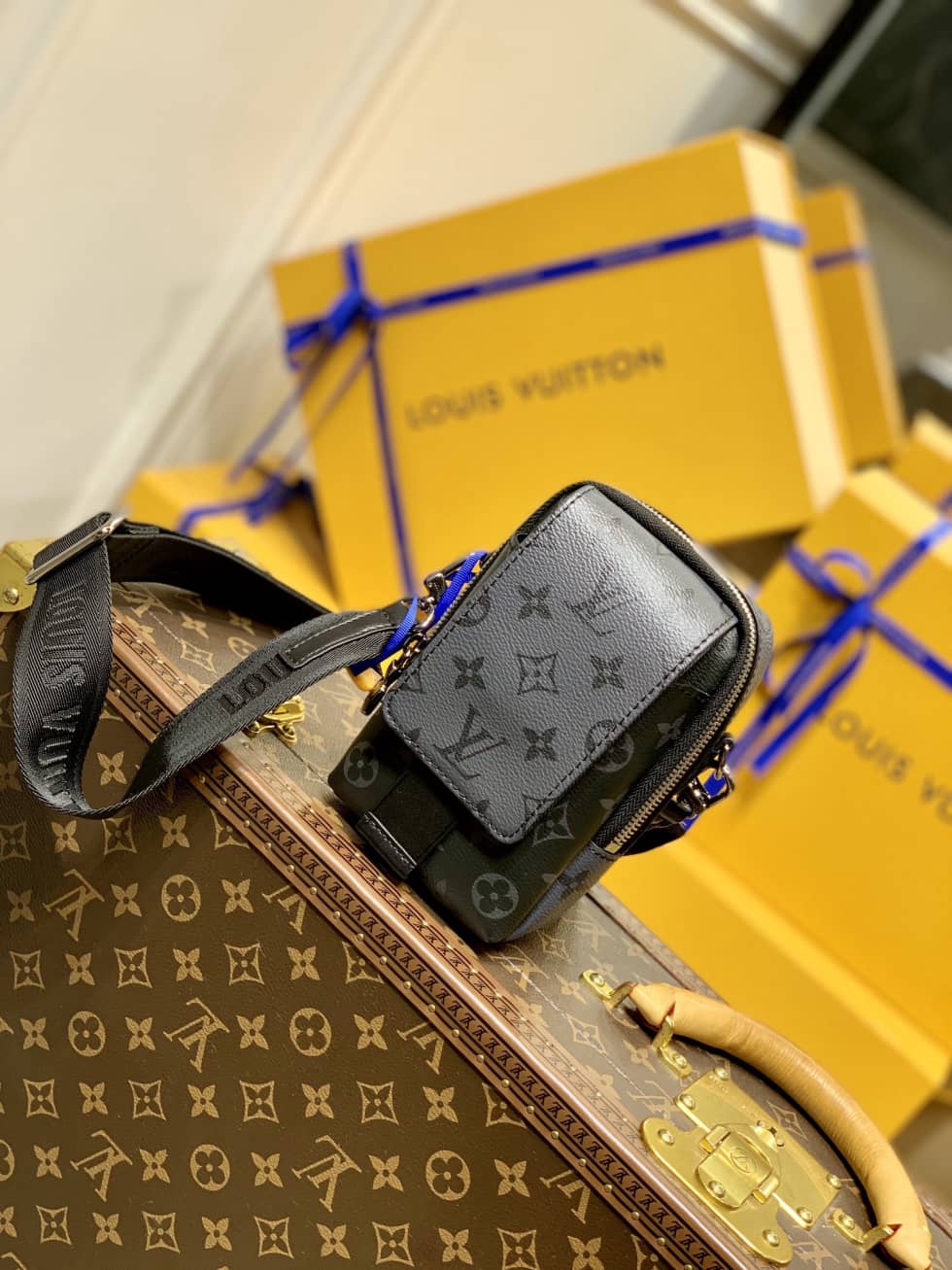 Best Replica Louis Vuitton x Nigo Flap Double Pouch Gery M81005 Replica Phone Bag - Colareps