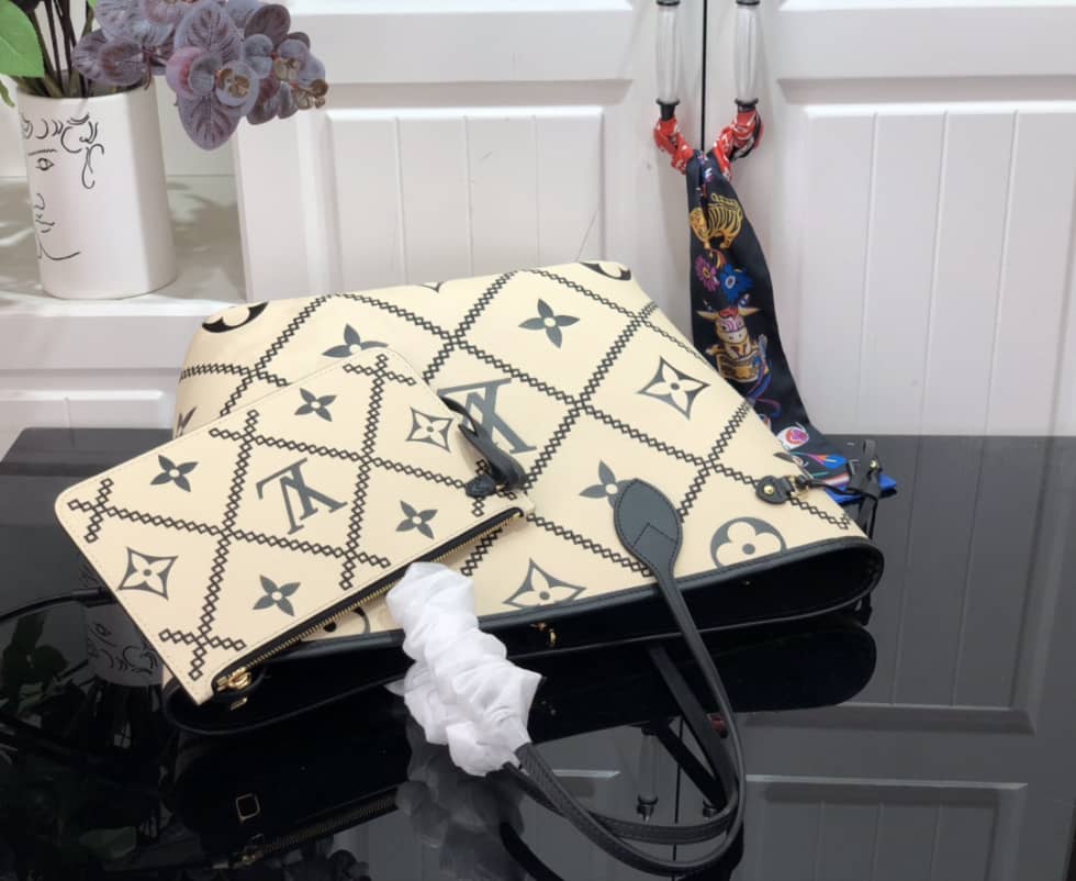 Best Replica Louis Vuitton Monogram Empreinte Neverfull Cream M46039 Replica Tote - Colareps