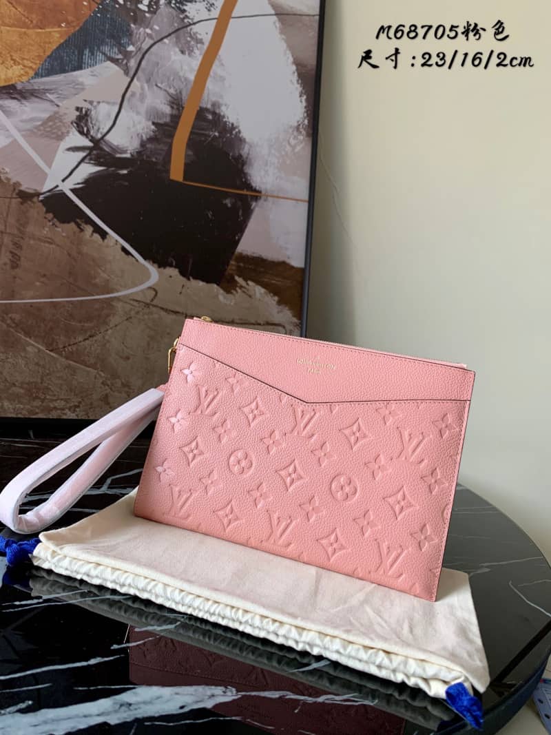 Best Replica Louis Vuitton Pochette Melanie MM Monogram Empreinte Replica Clutch Pink M68705 - Colareps
