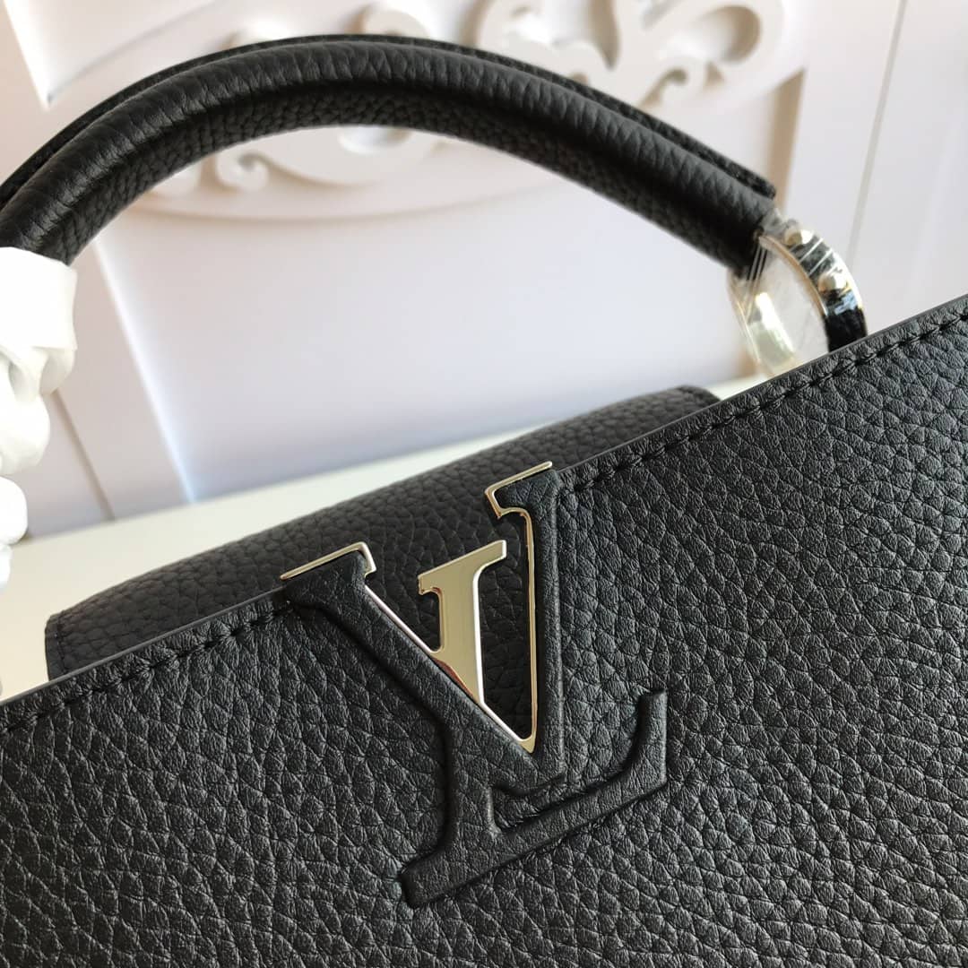 Best Replica Louis Vuitton Capucines PM Taurillon Leather Tote Replica Black M42242 - Colareps
