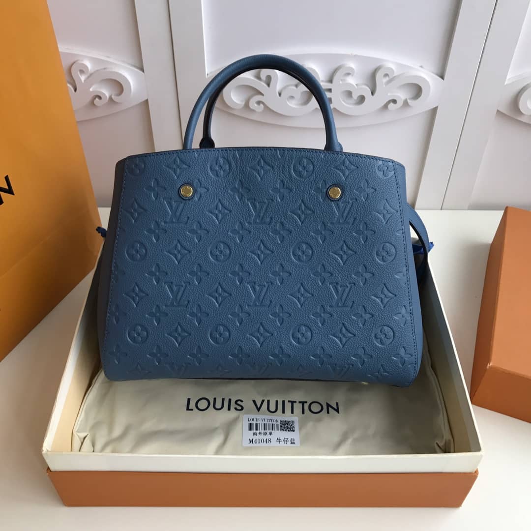 Best Replica Louis Vuitton Monogram Montaigne MM Shoulder Bag Replica Blue M41048 - Colareps