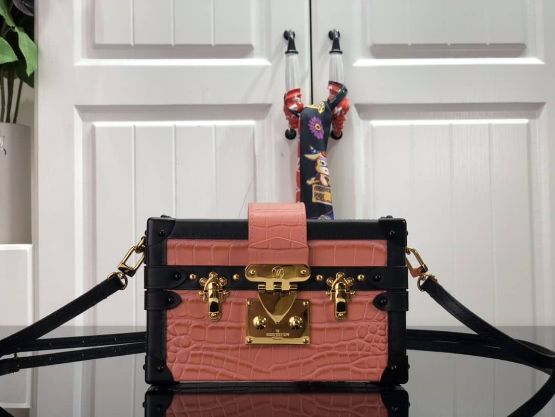 Best Replica Louis Vuitton Petite Malle Brilliant Alligator Leather Replica Handbag Orange N93817 - Colareps