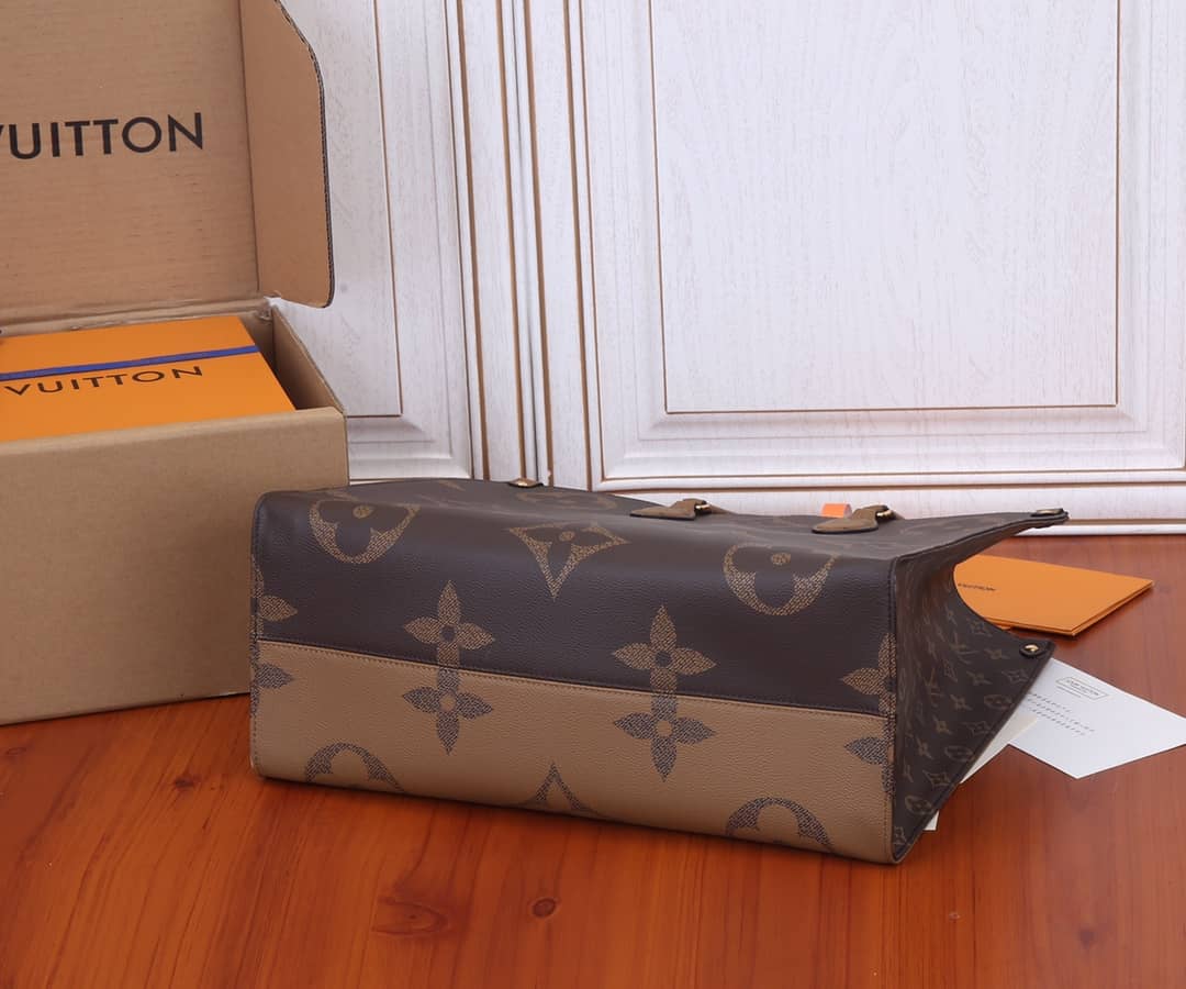 Best Replica Louis Vuitton Reversible Monogram Onthego 2way Brown Coated Replica Tote - Colareps