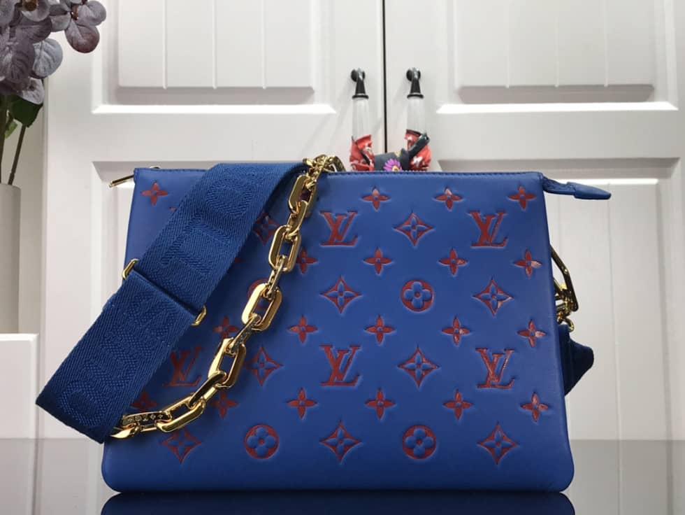 Best Replica Louis Vuitton Embossed Lambskin Coussin PM Blue M58628 Replica Shoulder Bag - Colareps
