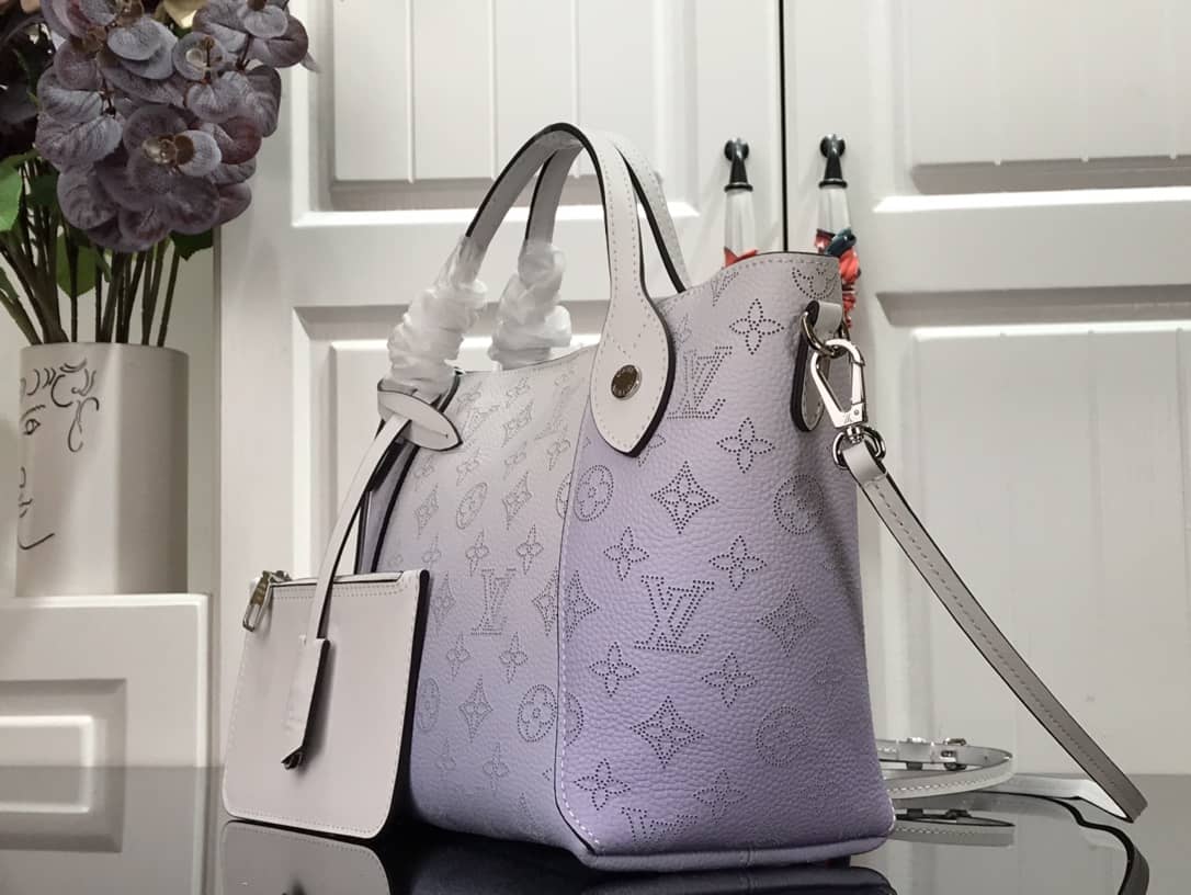 Best Replica Louis Vuitton Hina PM Mahina Leather Bag Replica Blue M54350 - Colareps