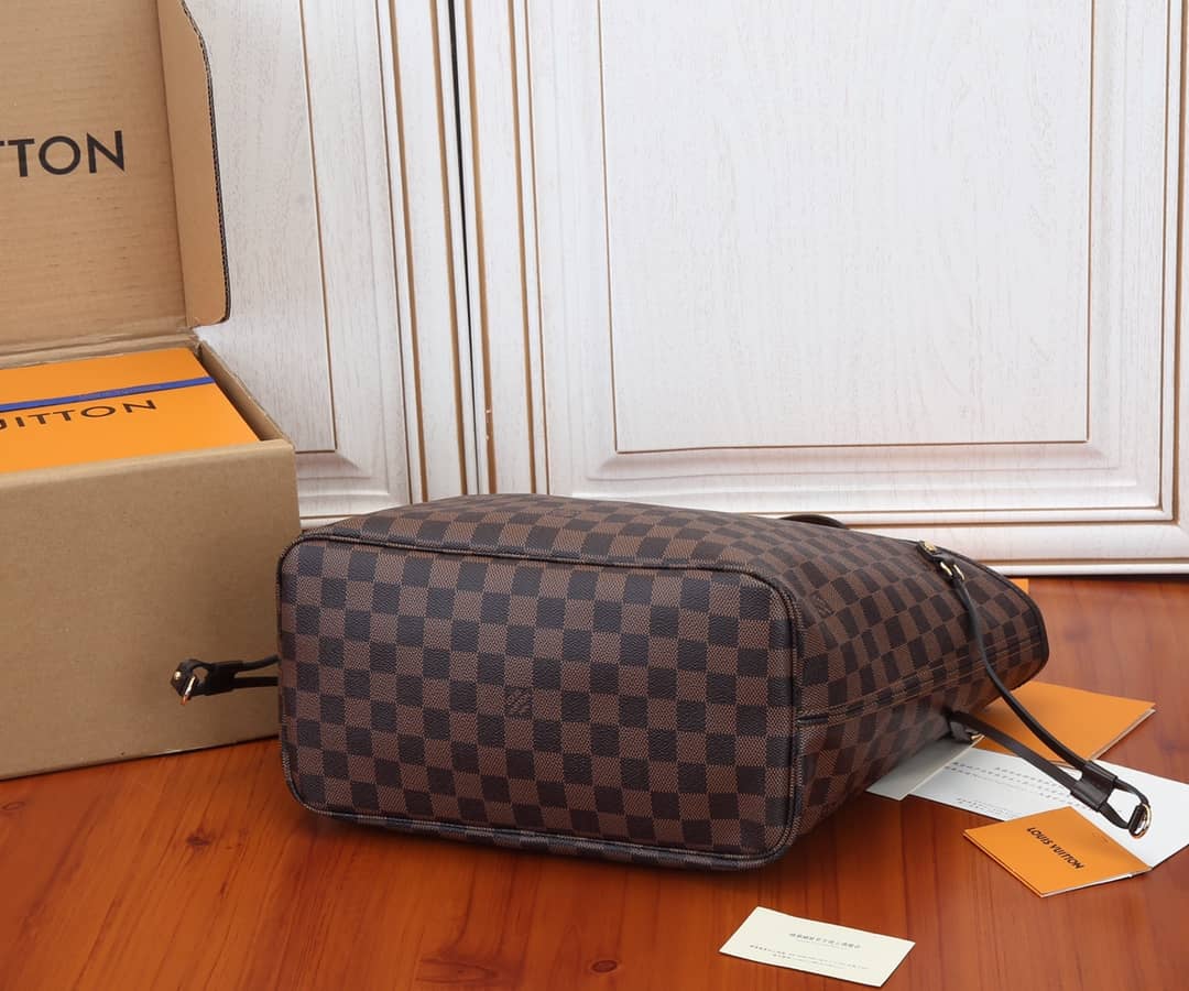 Best Replica Louis Vuitton Neverfull Dupe MM Damier Ebene Tote Replica Pink N41358 - Colareps