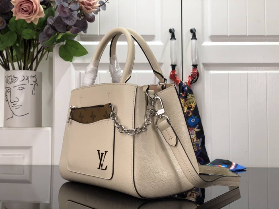 Best Replica LV Tote Dupe Marelle Tote BB Quartz White M20520 Replica Shoulder Bag - Colareps